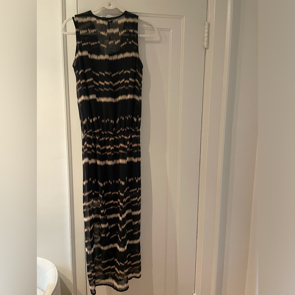 NWT Sinequanone dress, black/taupe drop waist, lace, sheer, slip dress with slit - Picture 3 of 5